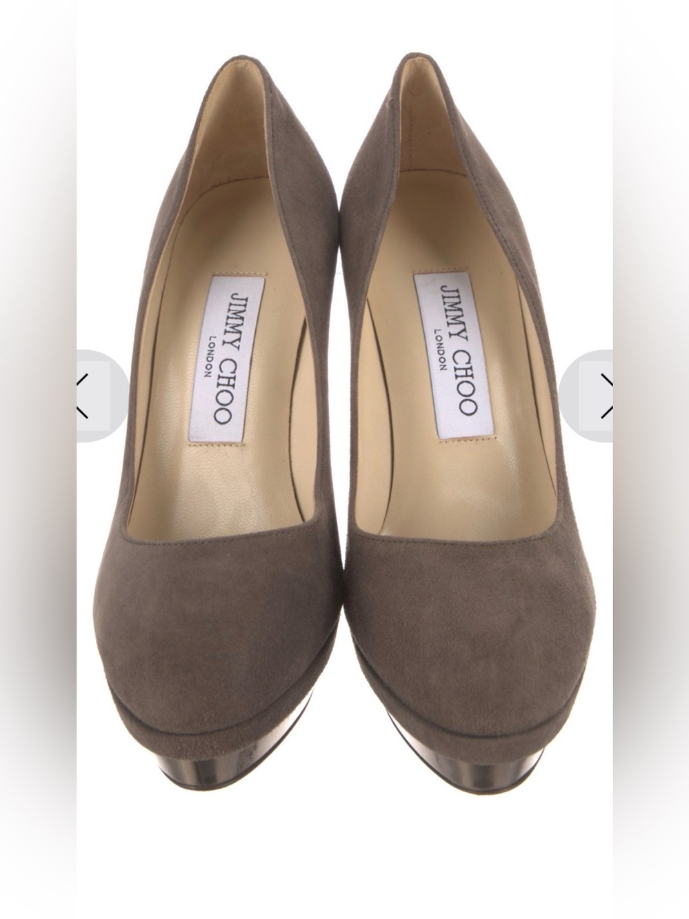 Jimmy Choo Taupe Suede Platform Pump - Picture 3 of 6